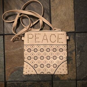 PEACE Studded Cutout Design Boho Crossbody Purse Bag